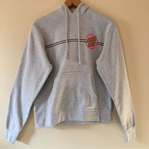 Santa Cruz Skateboards  Hoodie Gray Pink Logo Sweatshirt Pullover Youth